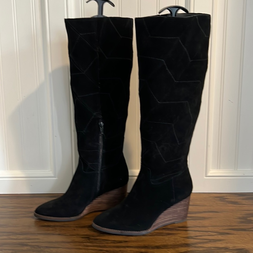 Lucky Brand Preeka Black Wedge Knee High Boot 7M